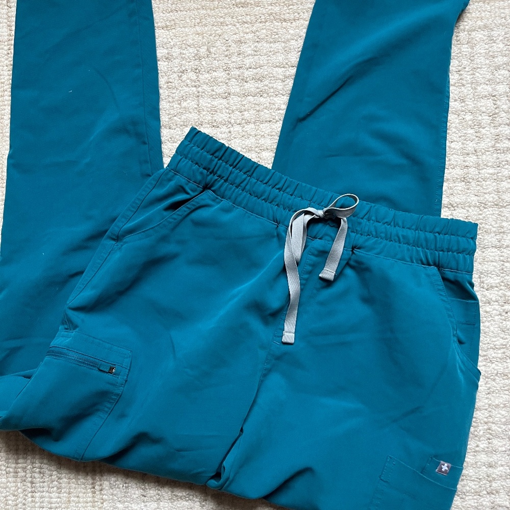 Figs high waisted scrubs small Pacific / carribean blue